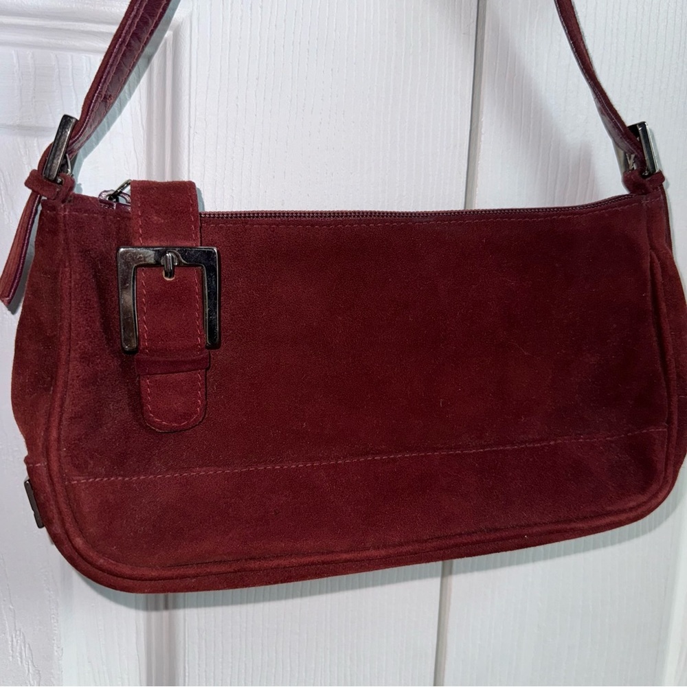 Stuart Weitzman Burgundy Suede Shoulder Bag